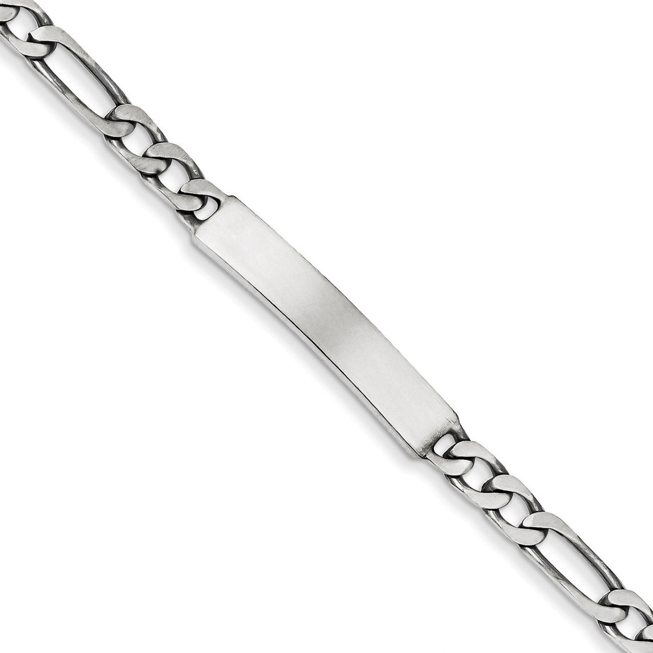 7 Inch Antiqued Figaro Link ID Bracelet Engravable Sterling Silver QID124-7