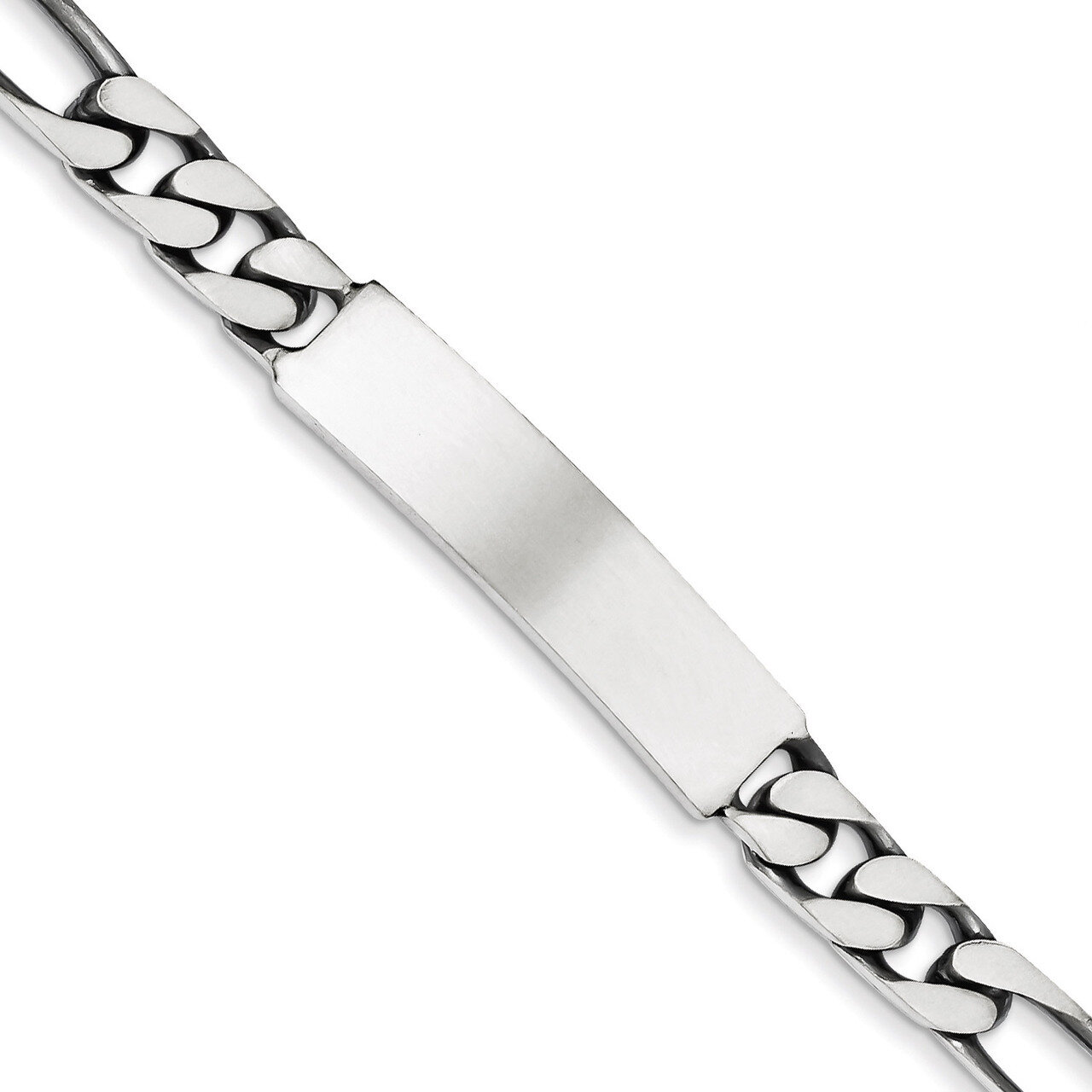 8 Inch Antiqued Figaro Link ID Bracelet Engravable Sterling Silver QID127-8, MPN: QID127-8, 8839575…