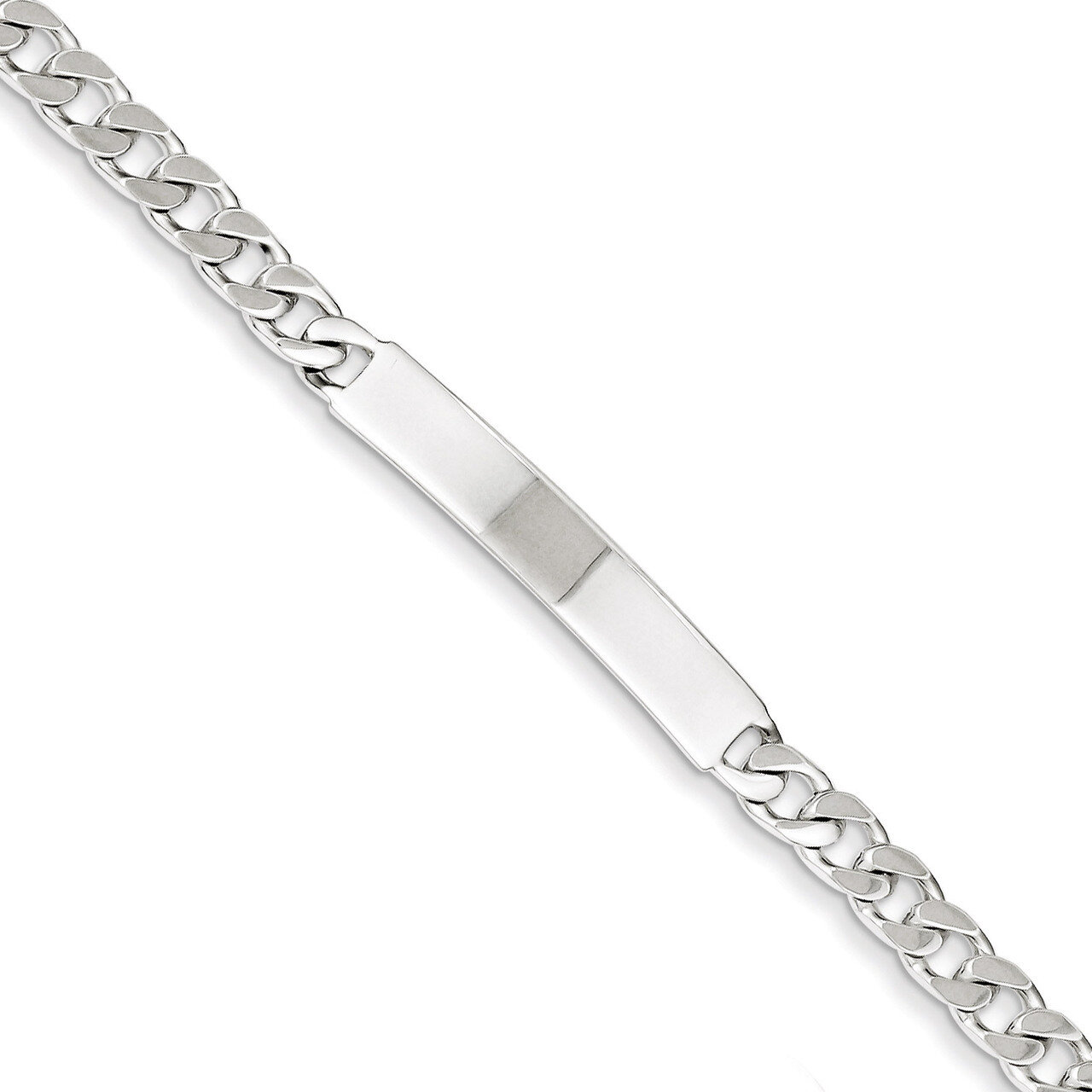 8 Inch Engravable Curb Link ID Bracelet Sterling Silver Polished QID132-8