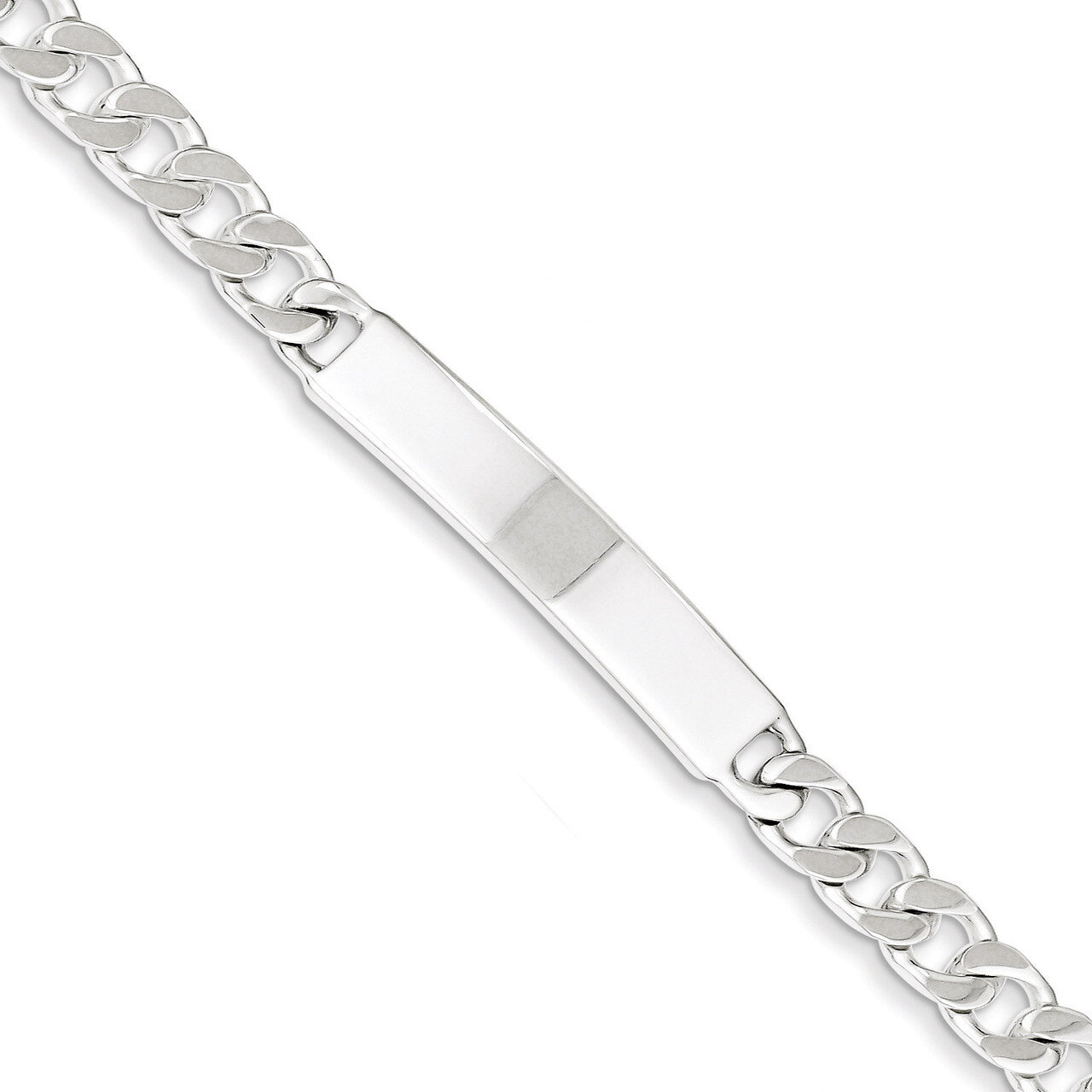 7 Inch Engravable Curb Link ID Bracelet Sterling Silver Polished QID133-7