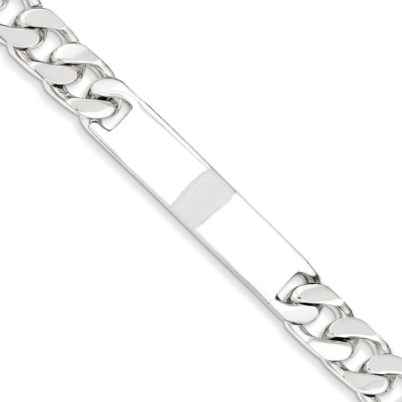 7.5 Inch Engravable Curb Link ID Bracelet Sterling Silver Polished QID136-7.5