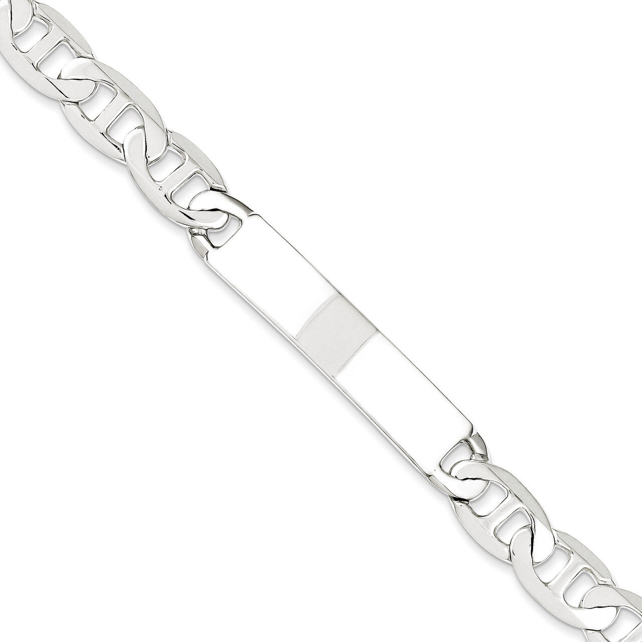 7 Inch Engravable Anchor Link ID Bracelet Sterling Silver Polished QID142-7
