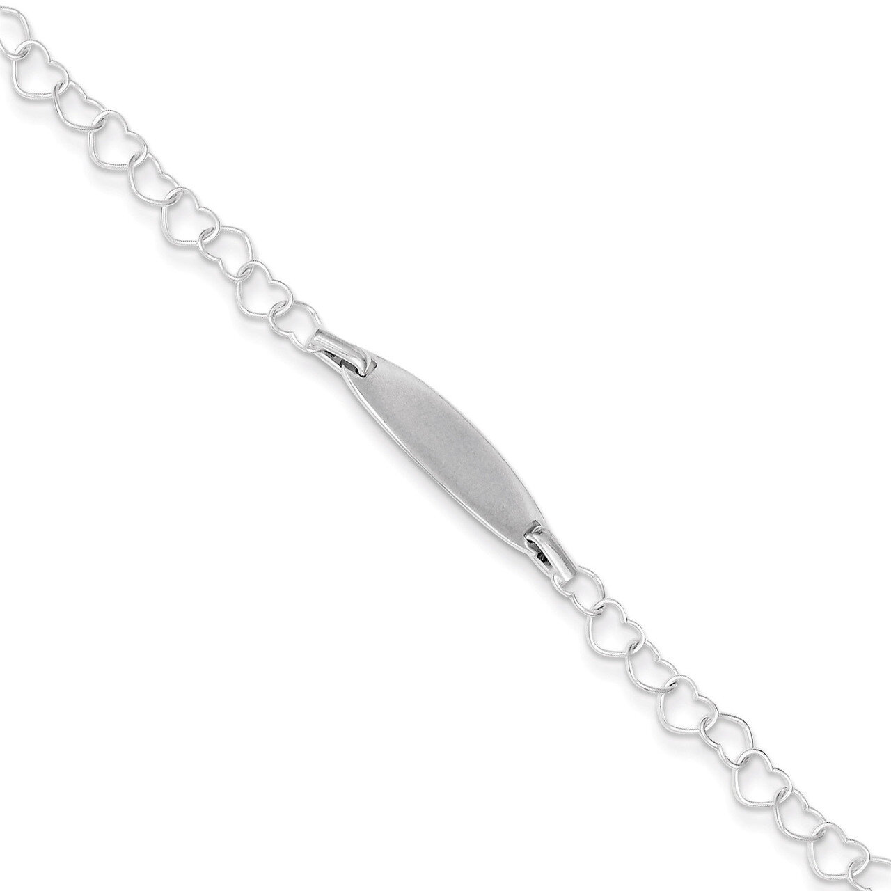 6 Inch Engravable Children's ID Heart Link Bracelet Sterling Silver Polished QID173-6