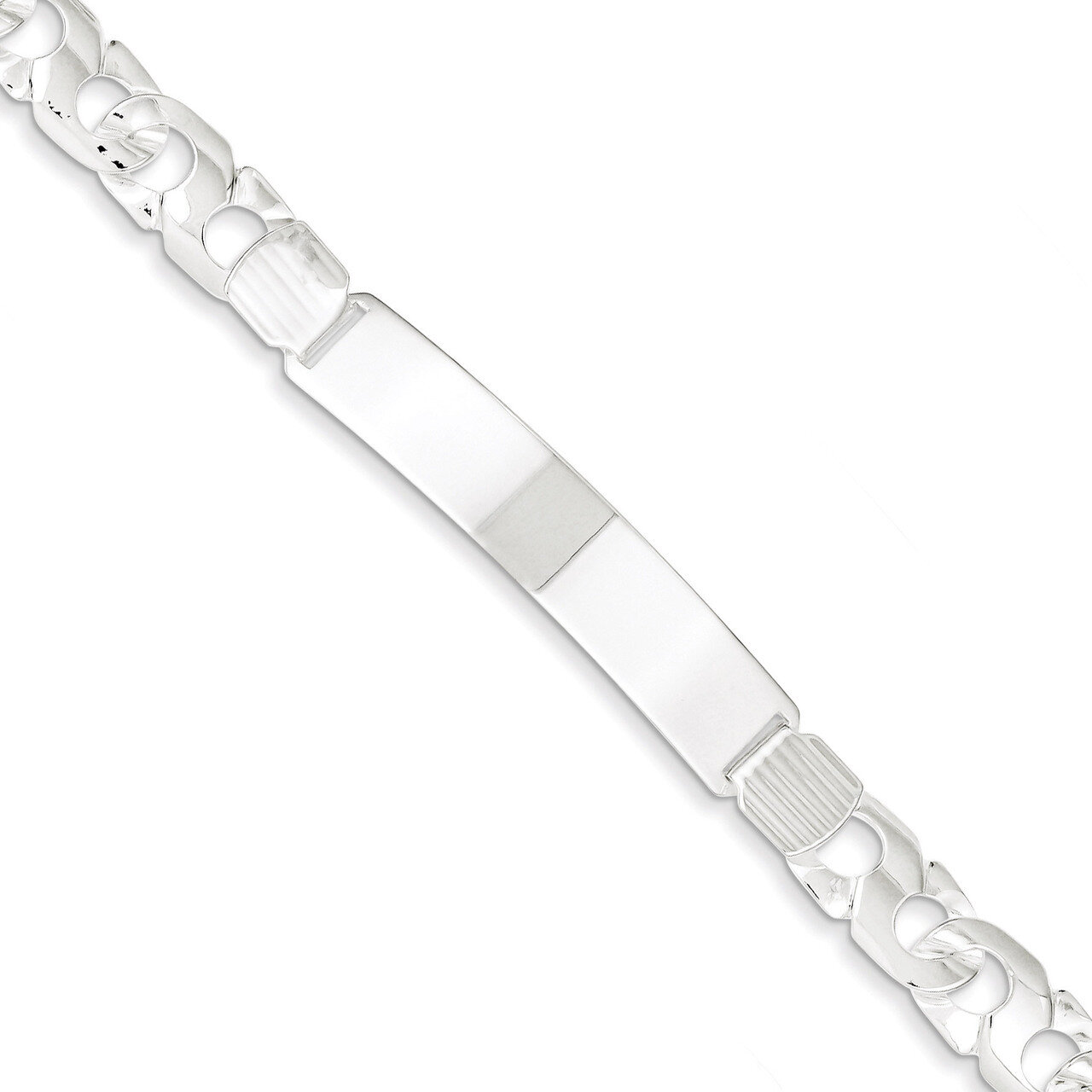 8 Inch Link ID Bracelet Sterling Silver Fancy QID21-8