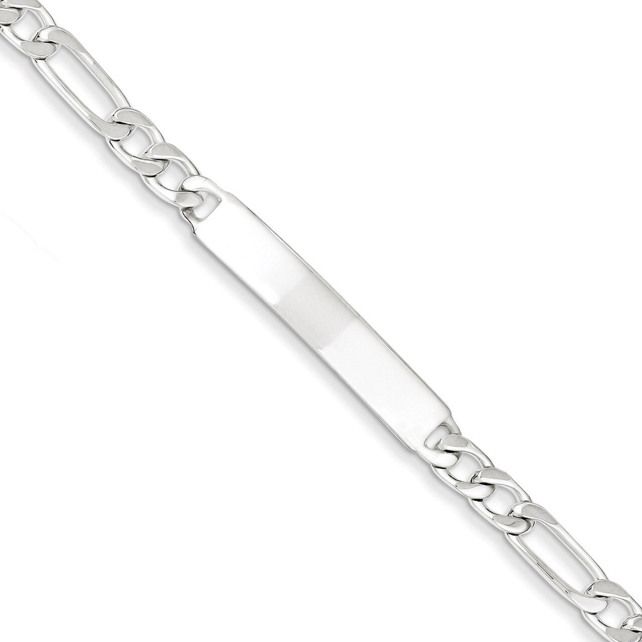 8.5 Inch Engravable Figaro Link ID Bracelet Sterling Silver Polished QID90-8.5