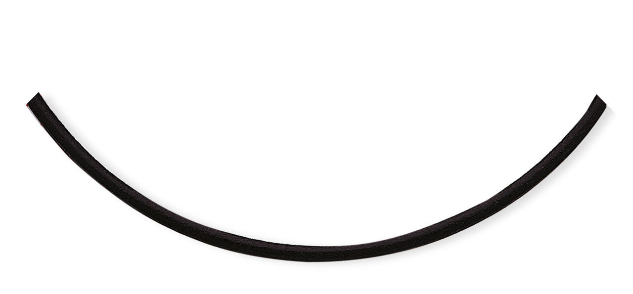 16 Inch 3mm Black Leather Necklace Sterling Silver QK43-16