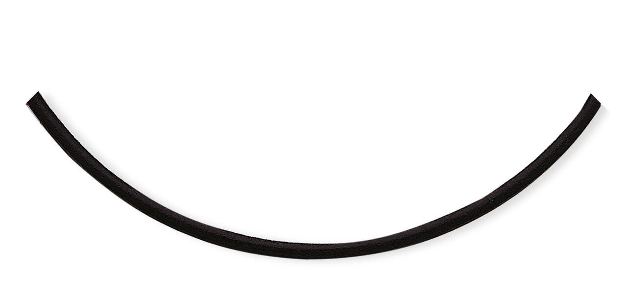 18 Inch 13mm Black Leather Necklace Sterling Silver QK43-18, MPN: QK43-18, 883957540511
