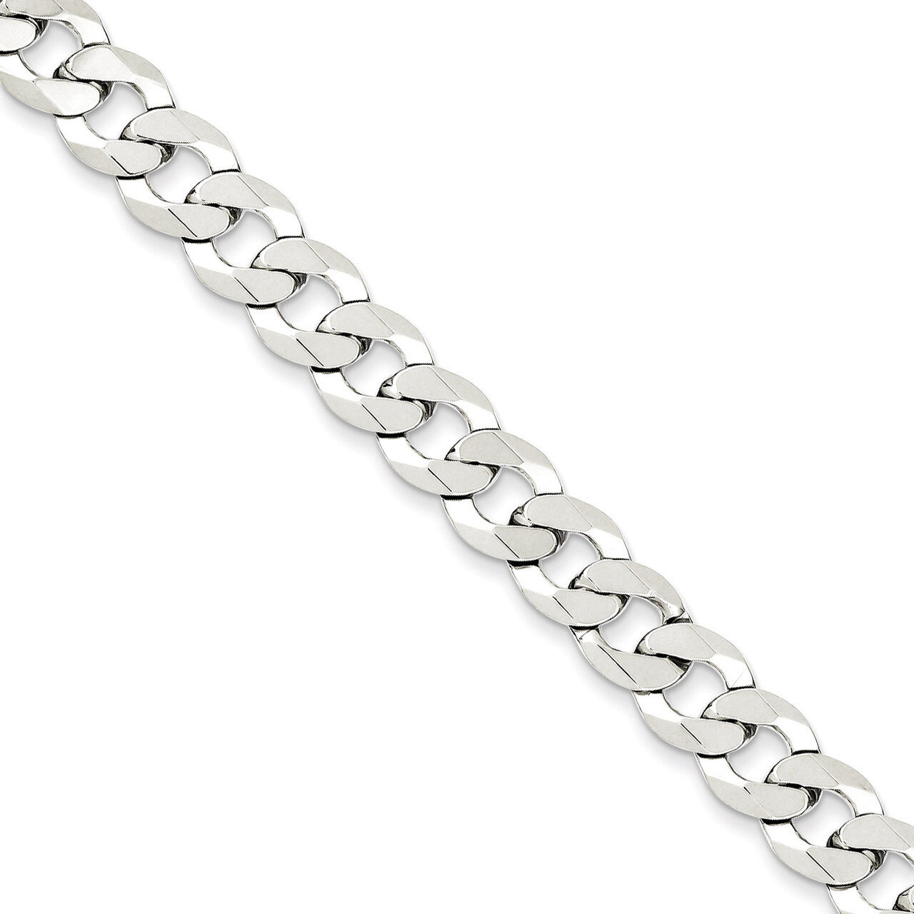 20 Inch 8.5mm Close Link Flat Curb Chain Sterling Silver QLB220-20