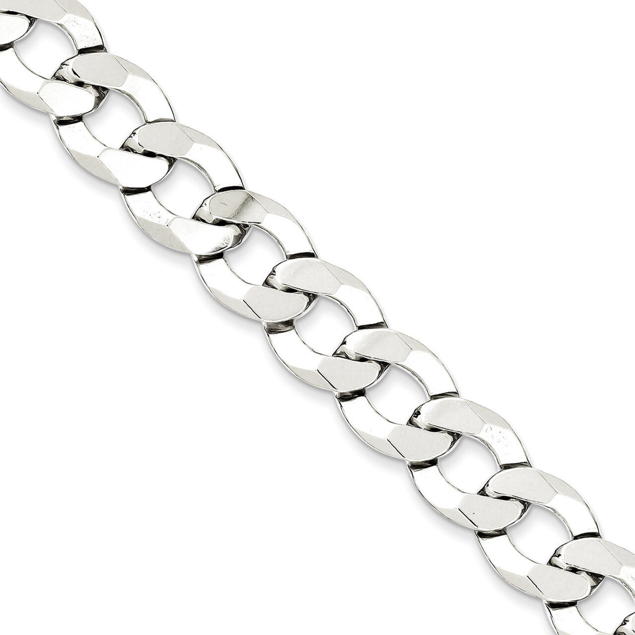 20 Inch 11.75mm Close Link Flat Curb Chain Sterling Silver QLB300-20
