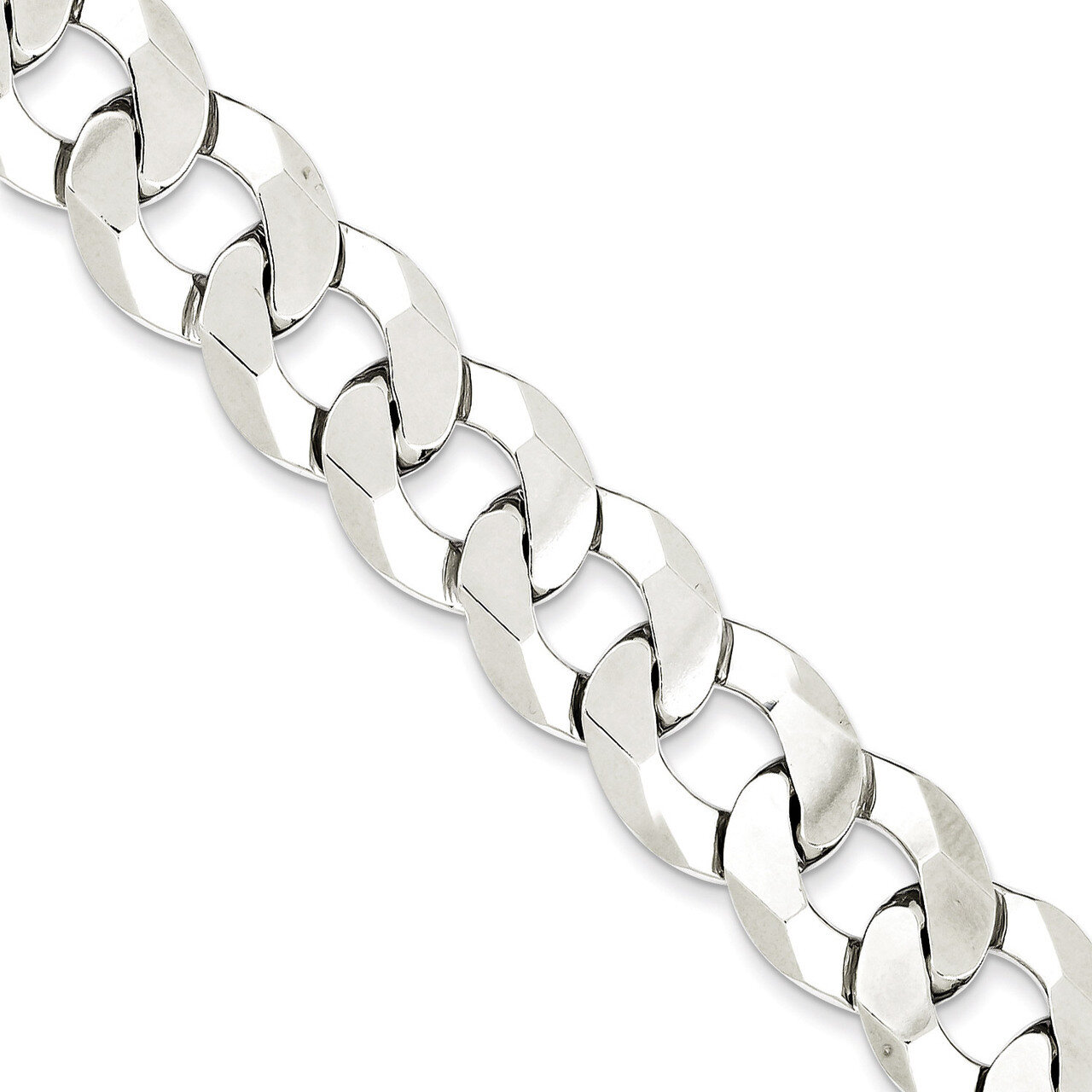 24 Inch 13.5mm Close Link Flat Curb Chain Sterling Silver QLB350-24, MPN: QLB350-24, 886774415567