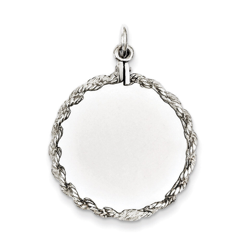 Round with Rope Disc Charm Engravable Sterling Silver QM386/18, MPN: QM386/18, 883957521282