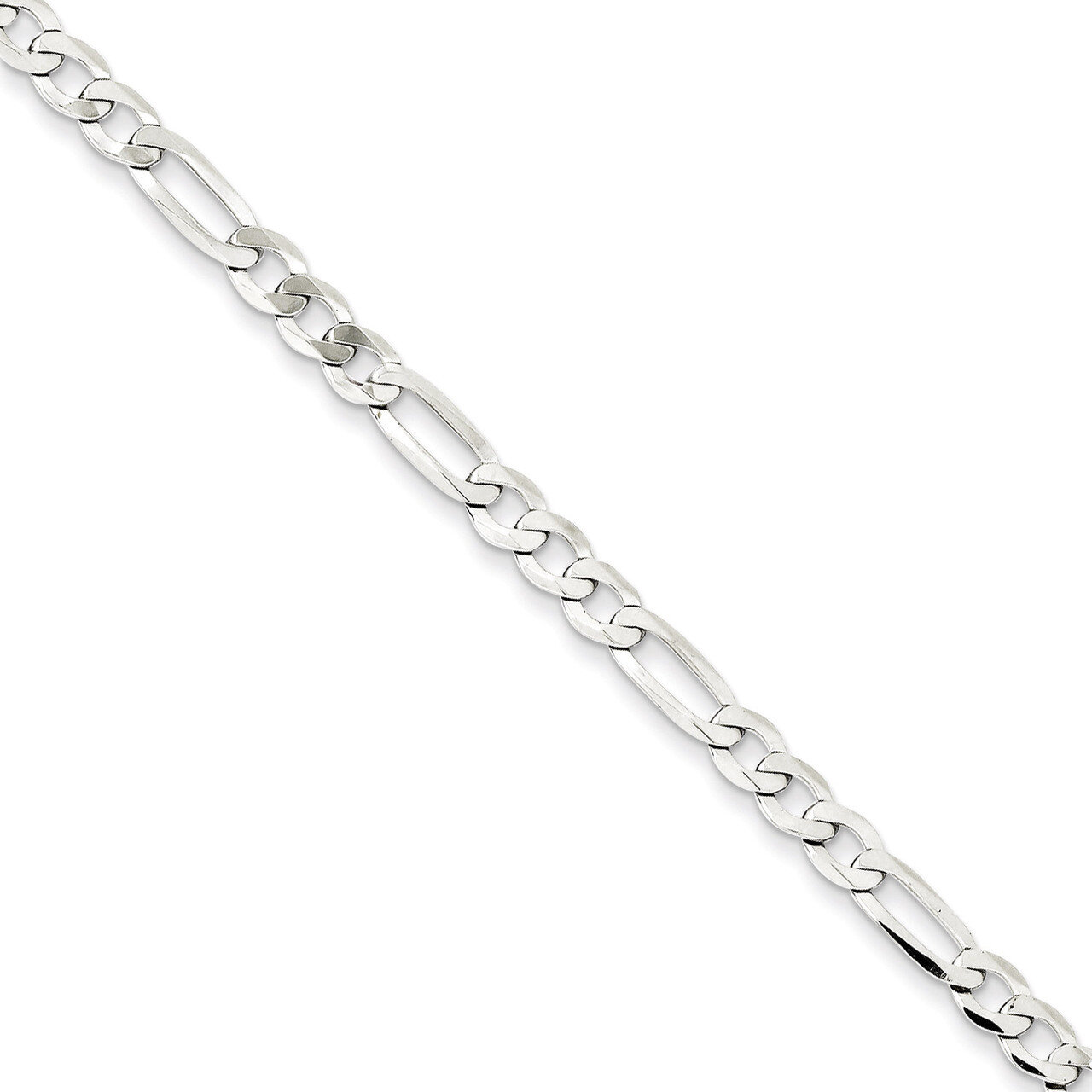 24 Inch 4.5mm Polished Flat Figaro Chain Sterling Silver QMB120-24