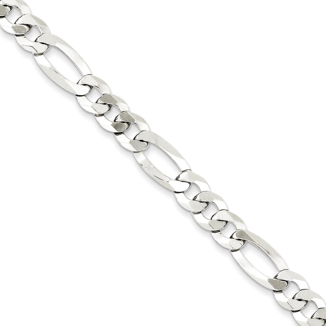 20 Inch 7.5mm Polished Flat Figaro Chain Sterling Silver QMB180-20, MPN: QMB180-20, 886774415765