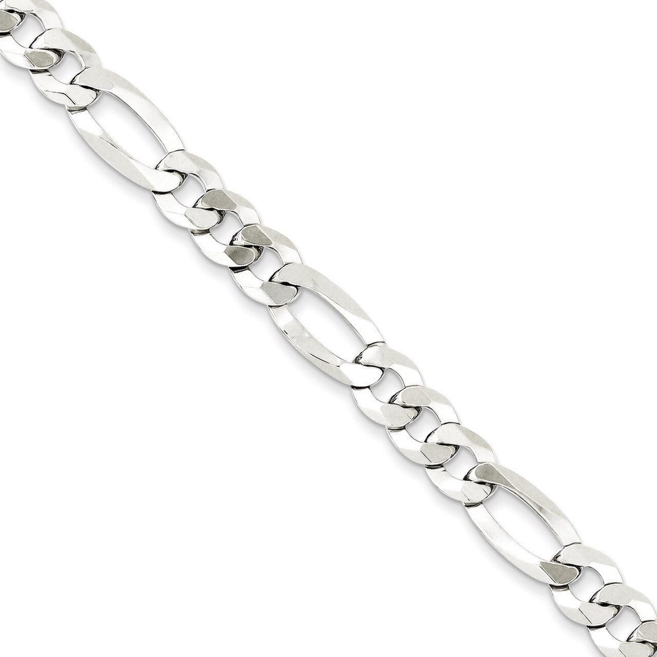 7 Inch 7.5mm Polished Flat Figaro Chain Sterling Silver QMB180-7