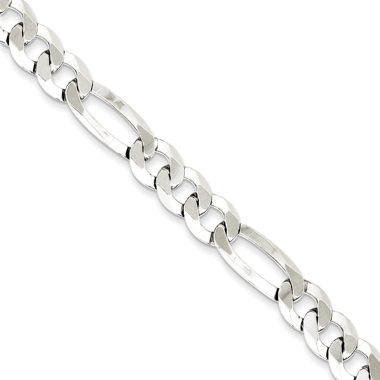 20 Inch 8.5mm Polished Flat Figaro Chain Sterling Silver QMB220-20, MPN: QMB220-20, 886774415840
