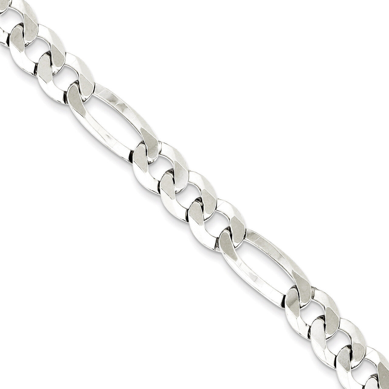 22 Inch 8.5mm Polished Flat Figaro Chain Sterling Silver QMB220-22