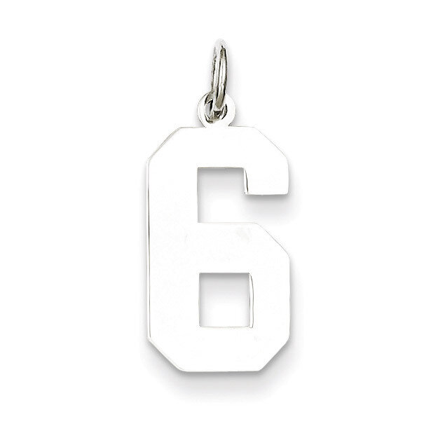 Medium Pendant Polished Number 6 Sterling Silver QMS06