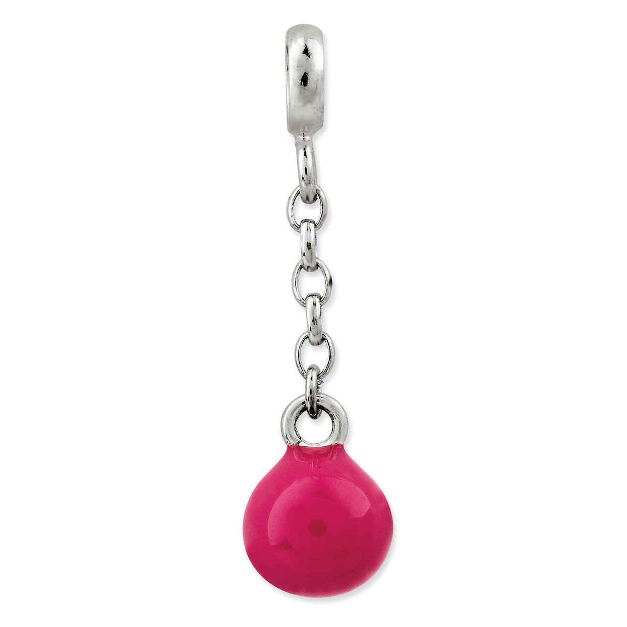 Hot Pink Enamel Bead 1 2 Dangle Enhancer Sterling Silver QN117