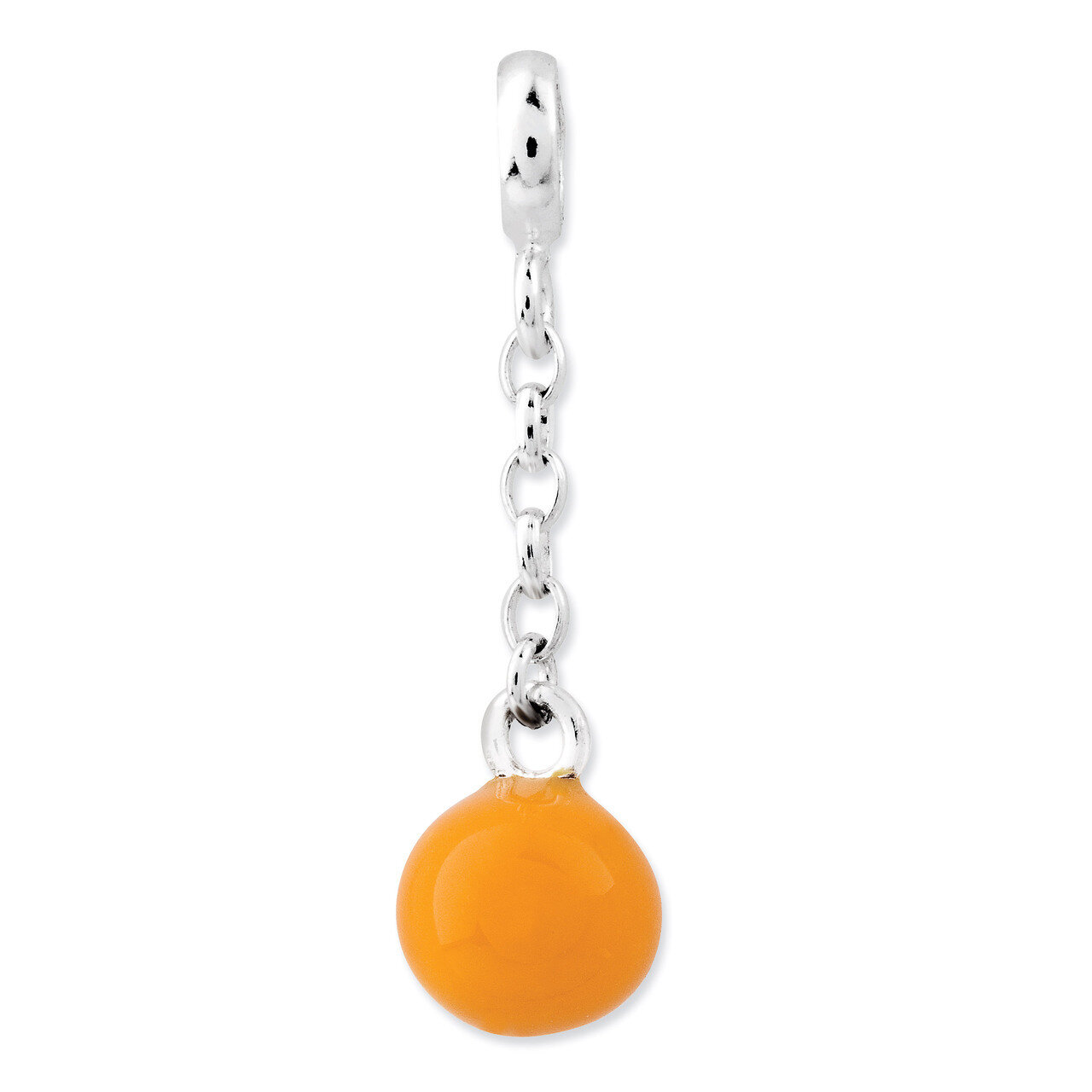 Yellow Enameled Bead 1/2 inch Dangle Enhancer Sterling Silver QN119