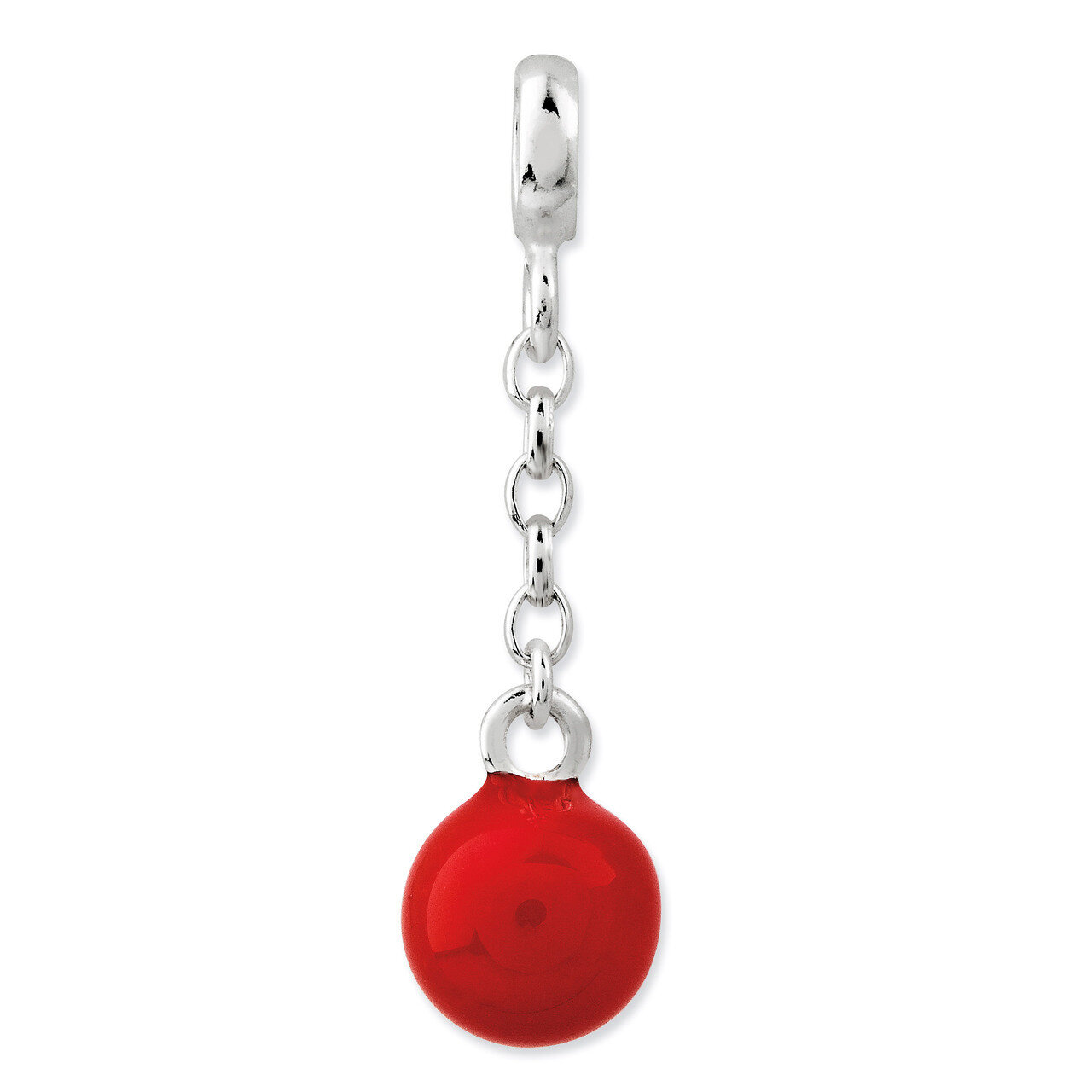 Red Enameled Bead 1/2 inch Dangle Enhancer Sterling Silver QN121, MPN: QN121, 191101278938