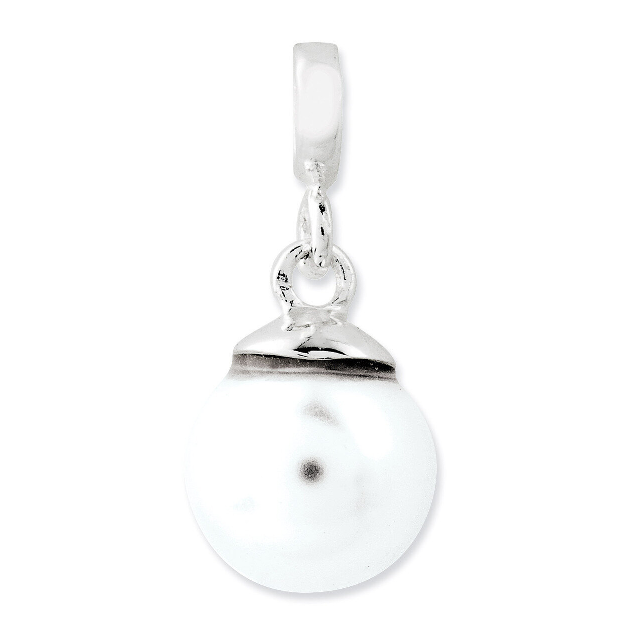 Simulated White Pearl Enhancer Sterling Silver QN126, MPN: QN126, 191101278983