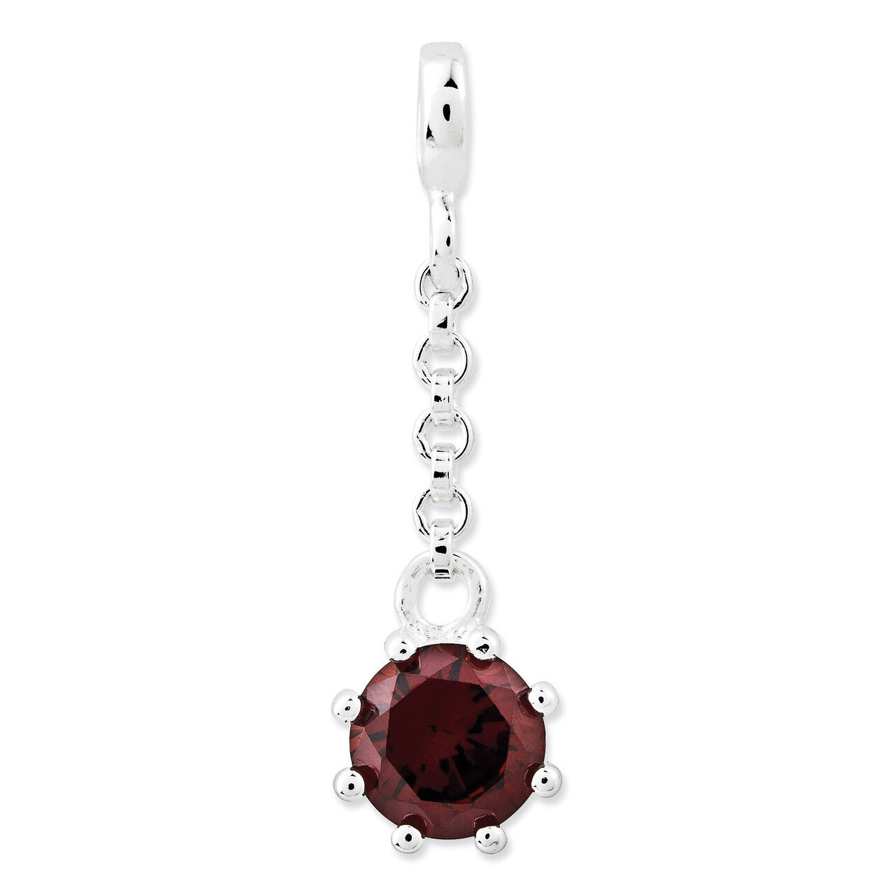 Dark Red Diamond 1/2 inch Dangle Enhancer Sterling Silver QN129, MPN: QN129, 191101279010