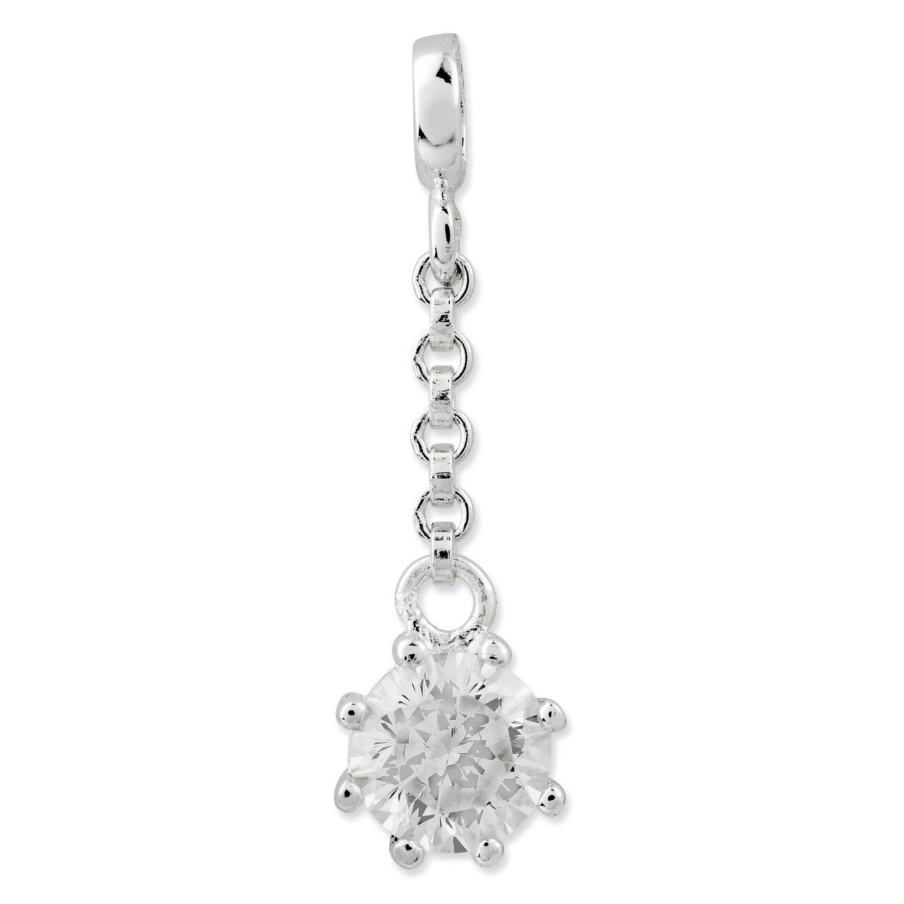 Clear Diamond 1/2 inch Dangle Enhancer Sterling Silver QN131, MPN: QN131, 191101279034