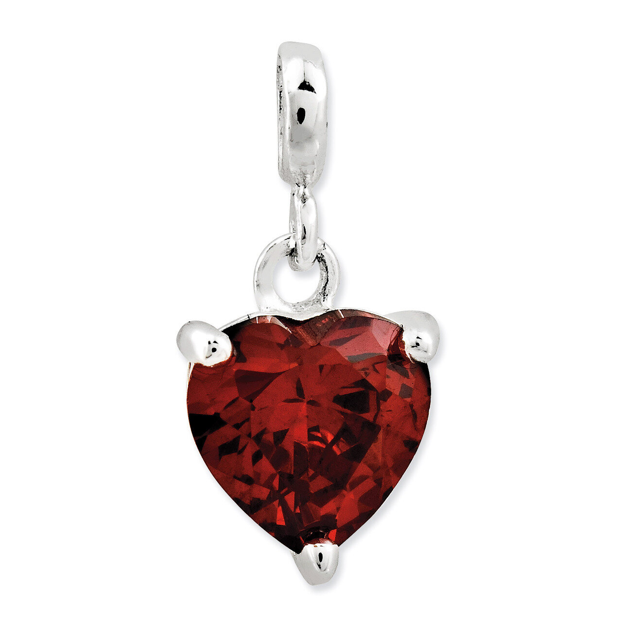 Dark Red Diamond Heart Enhancer Sterling Silver QN134, MPN: QN134, 191101279065