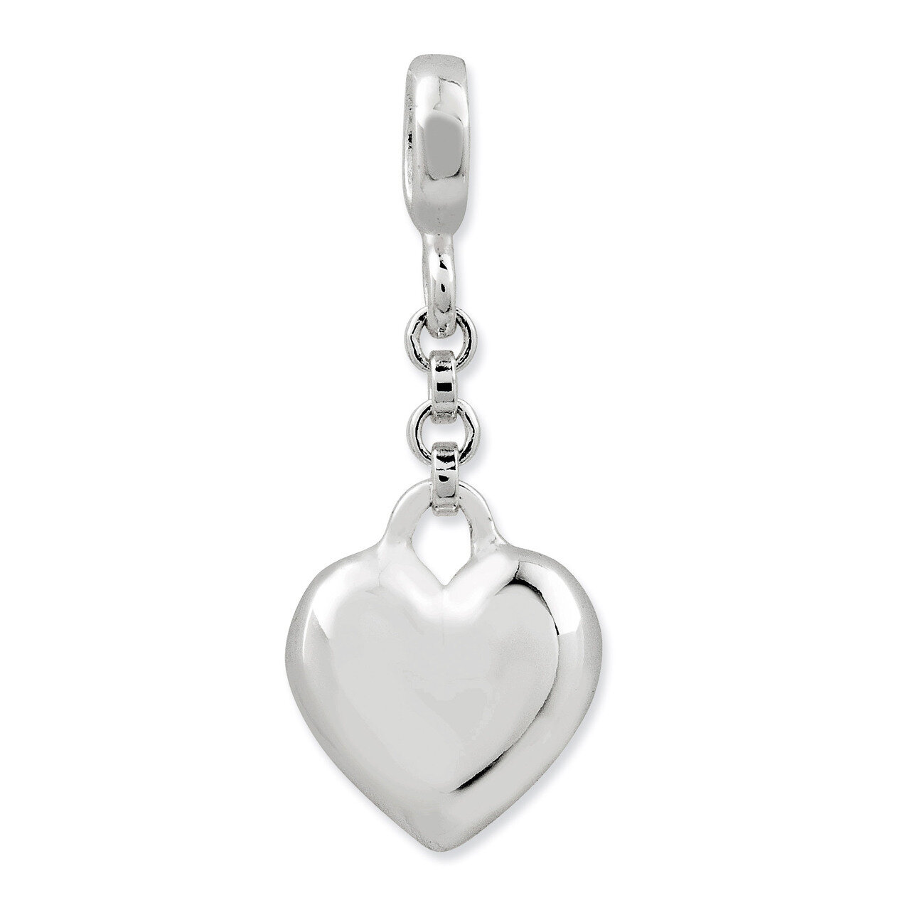 Heart 1/2 inch Dangle Enhancer Sterling Silver Polished QN143, MPN: QN143, 191101279157