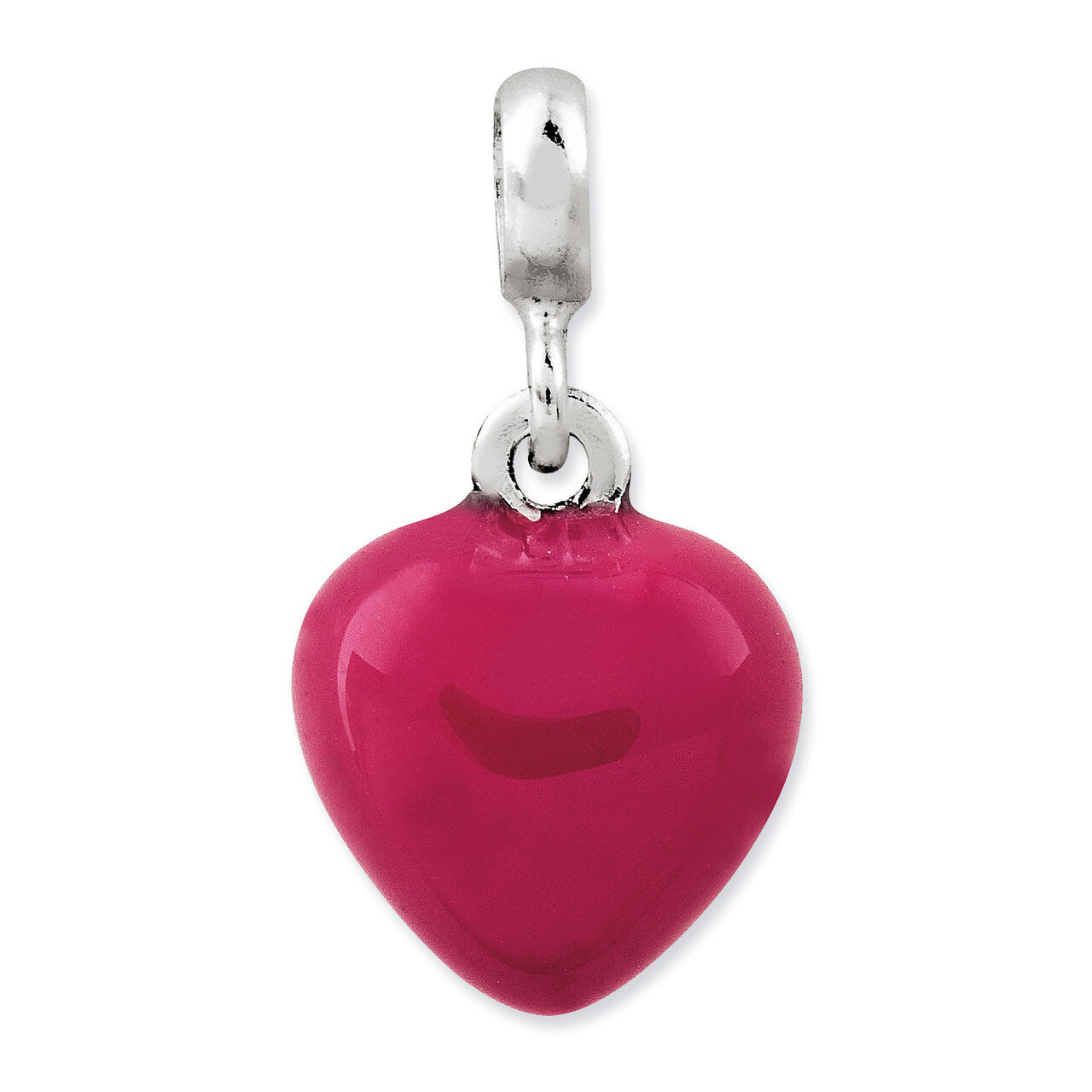 Pink Enamel Heart Enhancer Sterling Silver QN147, MPN: QN147, 191101279195