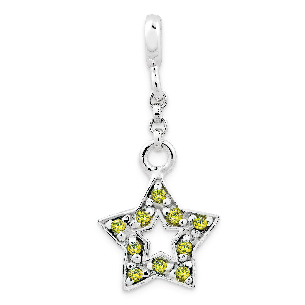 Green Diamond Star 1/2 inch Dangle Enhancer Sterling Silver QN157, MPN: QN157, 191101279249