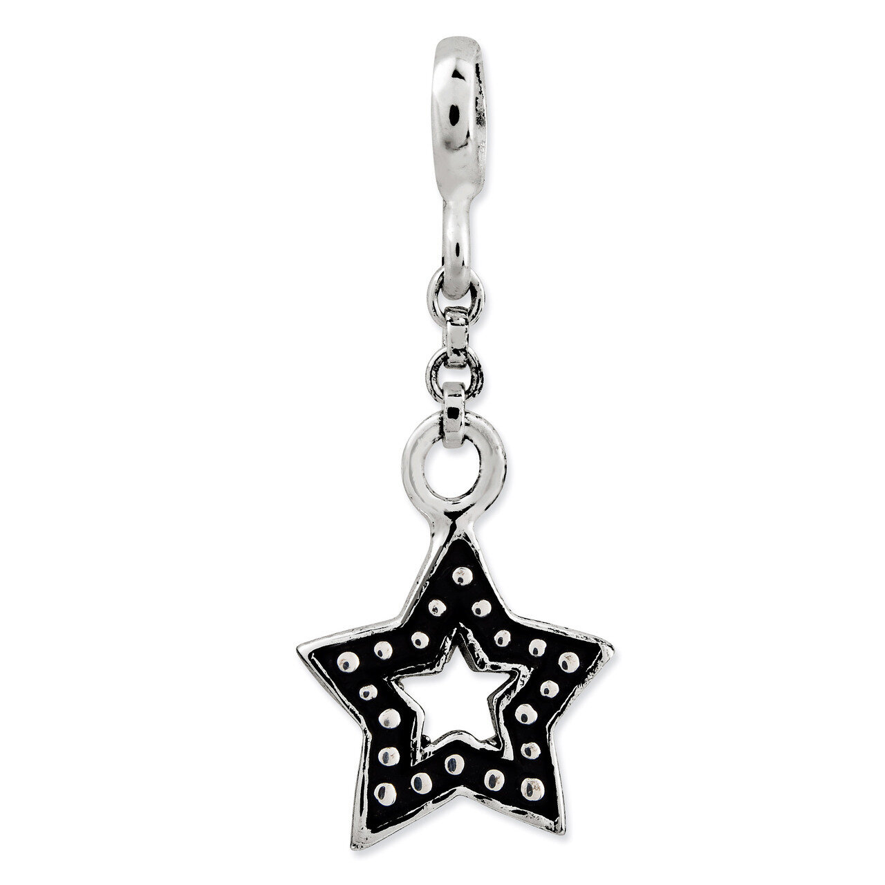 Star 1/2 inch Dangle Enhancer Sterling Silver Enameled QN159