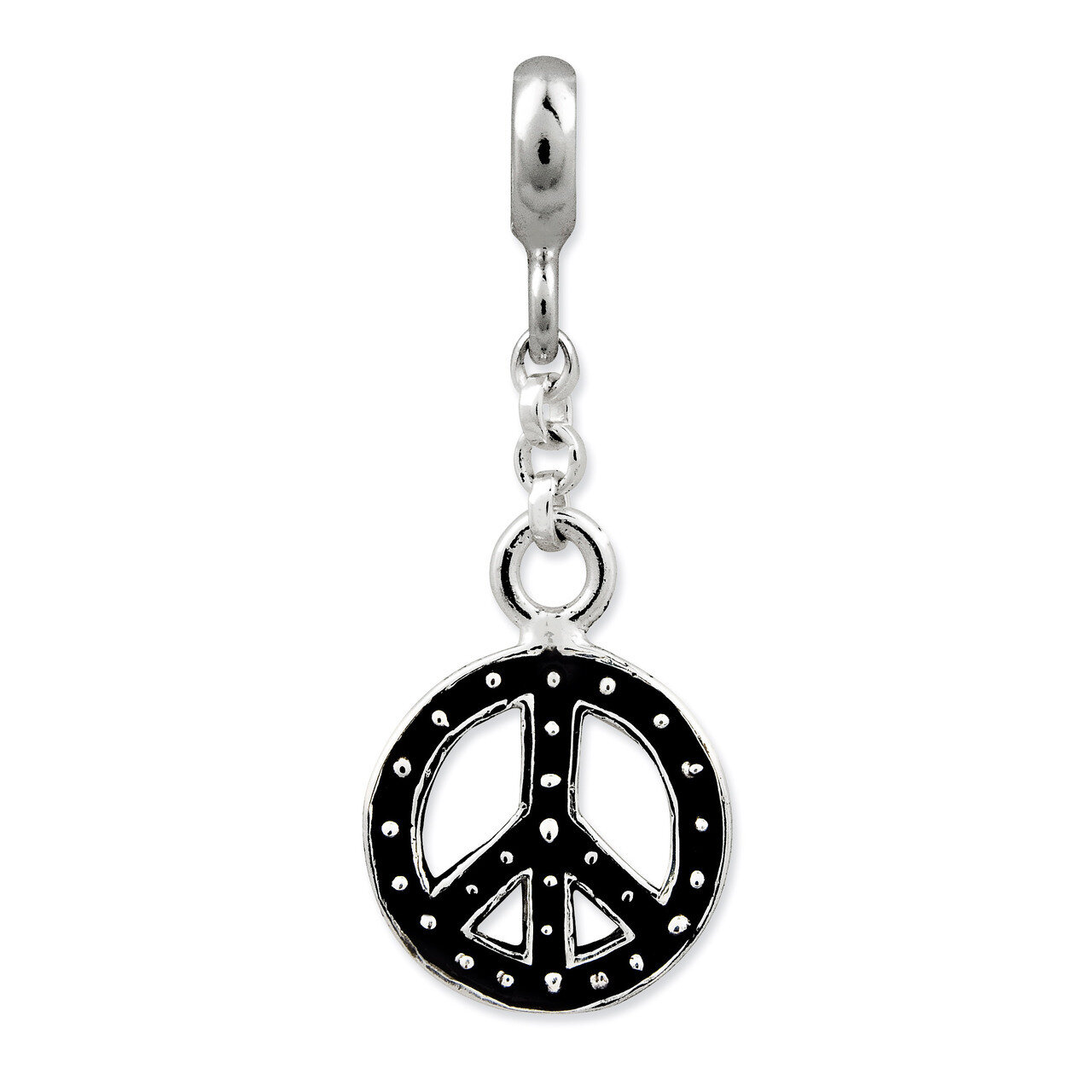 Peace Symbol 1/2 inch Dangle Enhancer Sterling Silver Enameled QN162, MPN: QN162, 883957578675