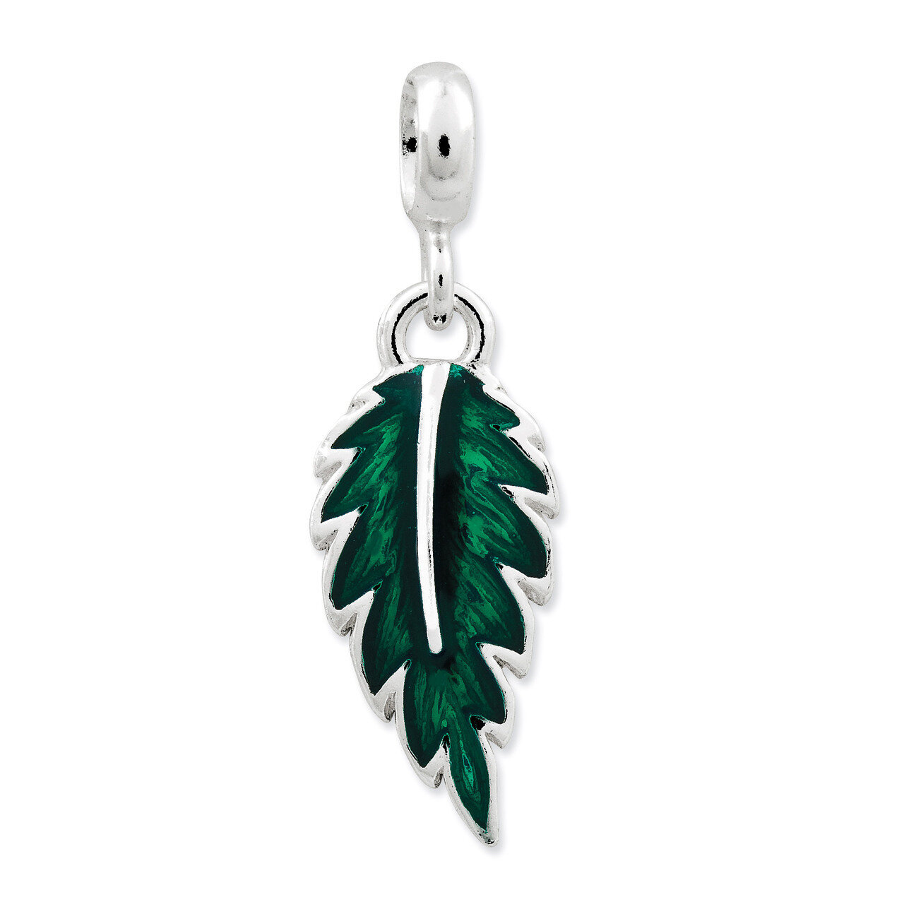 Green Enameled Leaf Enhancer Sterling Silver QN163, MPN: QN163, 883957576541