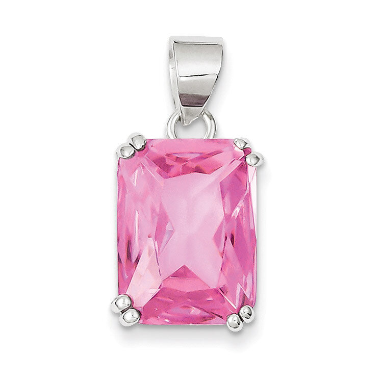 Rectangle Pink Diamond Pendant Sterling Silver QP1000, MPN: QP1000, 723252597332