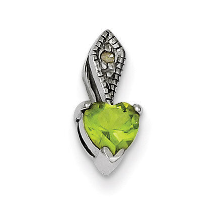 Peridot Heart Pendant Diamond Sterling Silver QP1012, MPN: QP1012, 191101279348