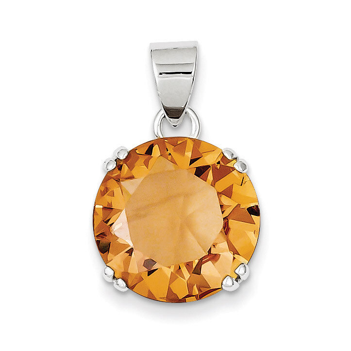 Round Champagne Diamond Pendant Sterling Silver QP1029, MPN: QP1029, 723252597295