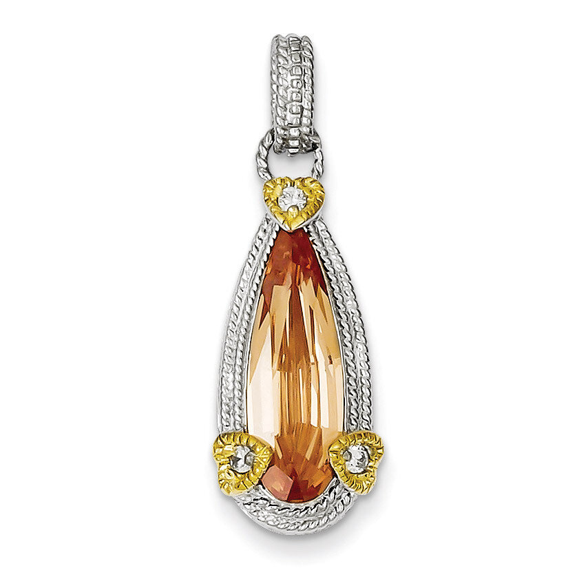 Vermeil Champagne Diamond Pendant Sterling Silver QP1035, MPN: QP1035, 191101279362