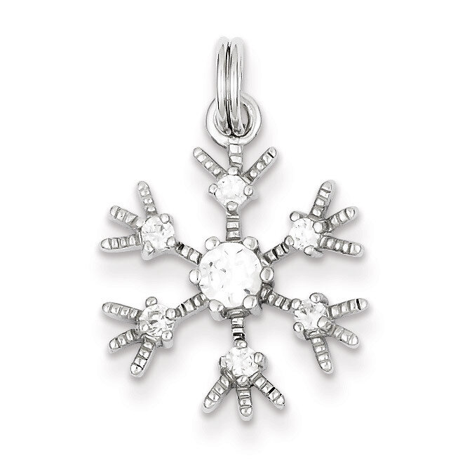 Clear Diamond Snowflake Charm Sterling Silver QP1125, MPN: QP1125, 883957957791