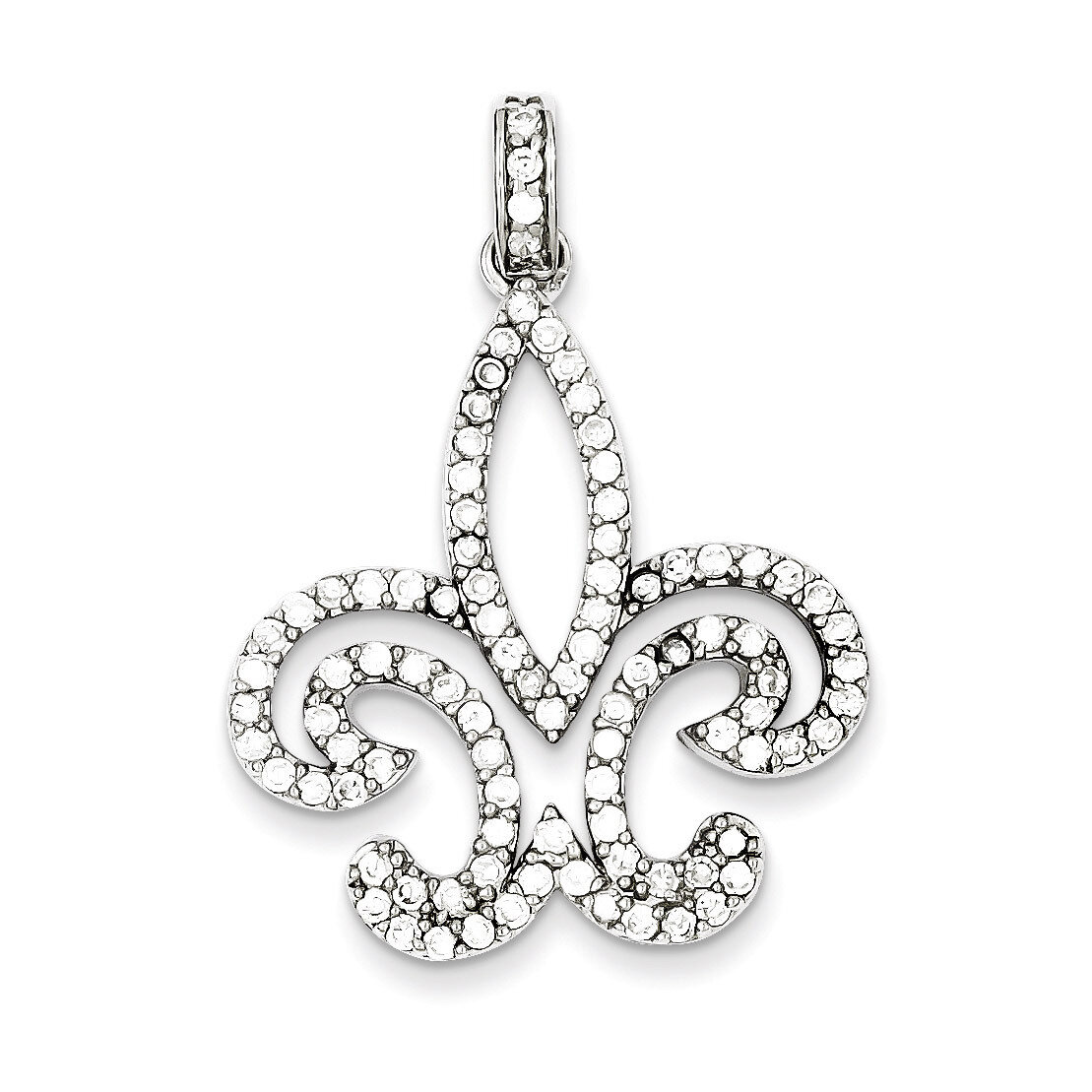 Fleur-de-lis Pendant Sterling Silver Diamond QP1146, MPN: QP1146, 191101279430