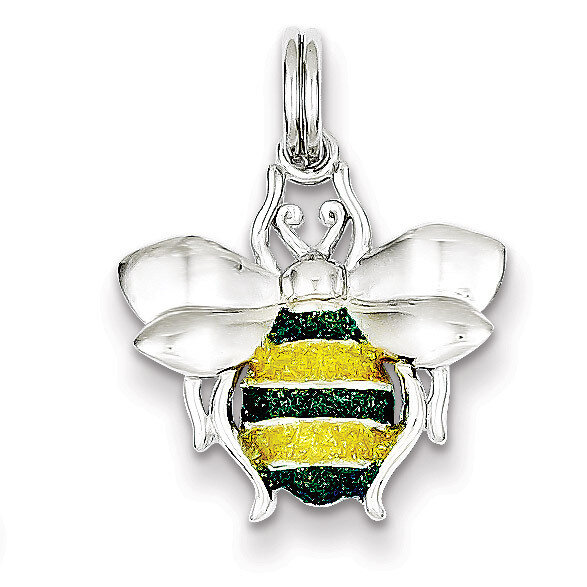 Green &amp; Yellow Enamel Bee Charm Sterling Silver QP1153, MPN: QP1153, 886774759692