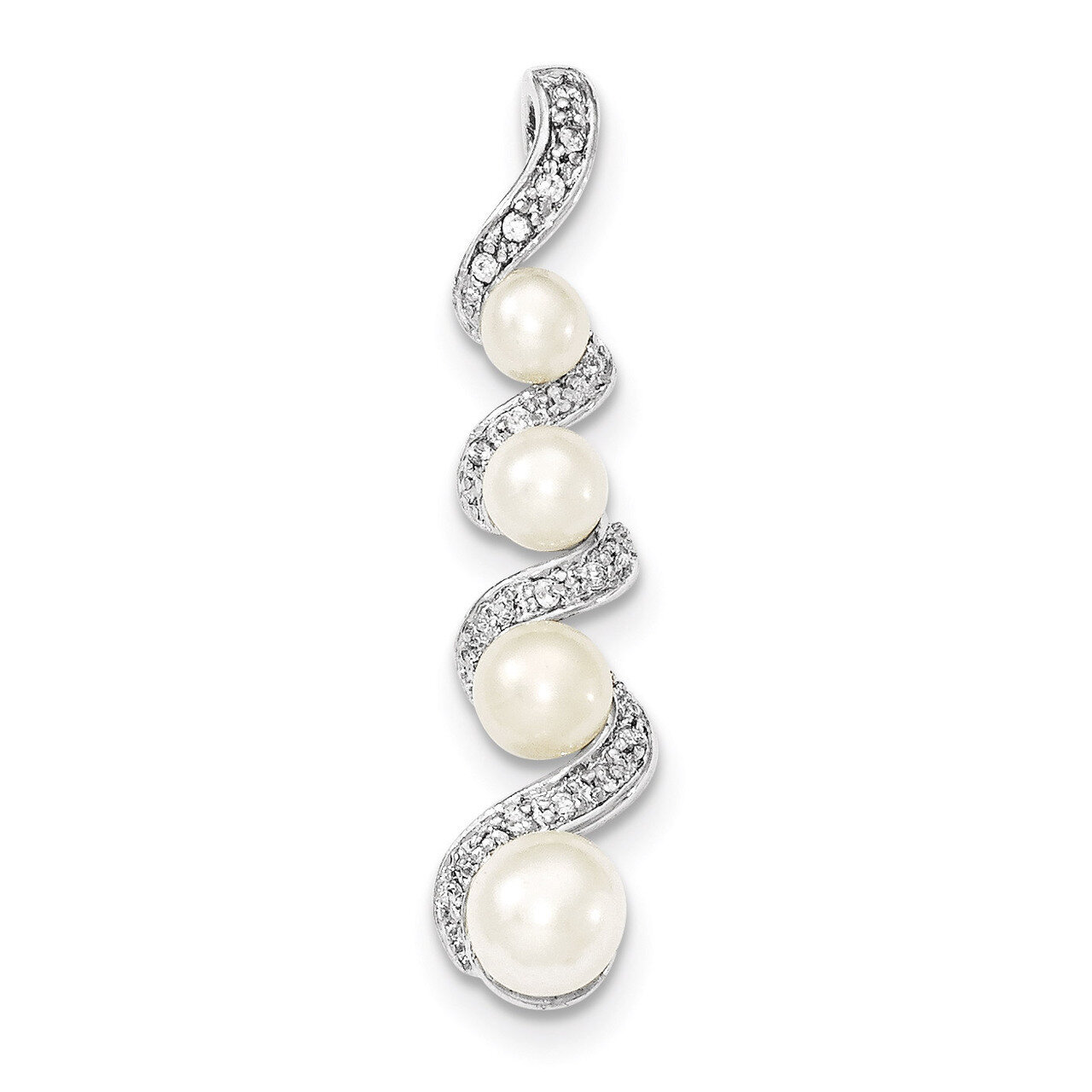 Pearl Diamond Pendant Sterling Silver Cultured QP1214