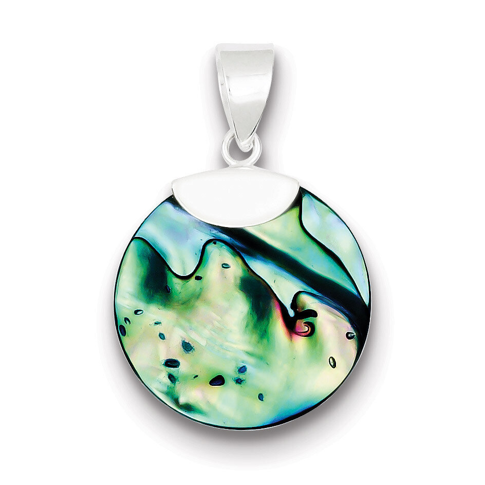 Round Abalone Pendant Sterling Silver QP1309, MPN: QP1309, 723252570168