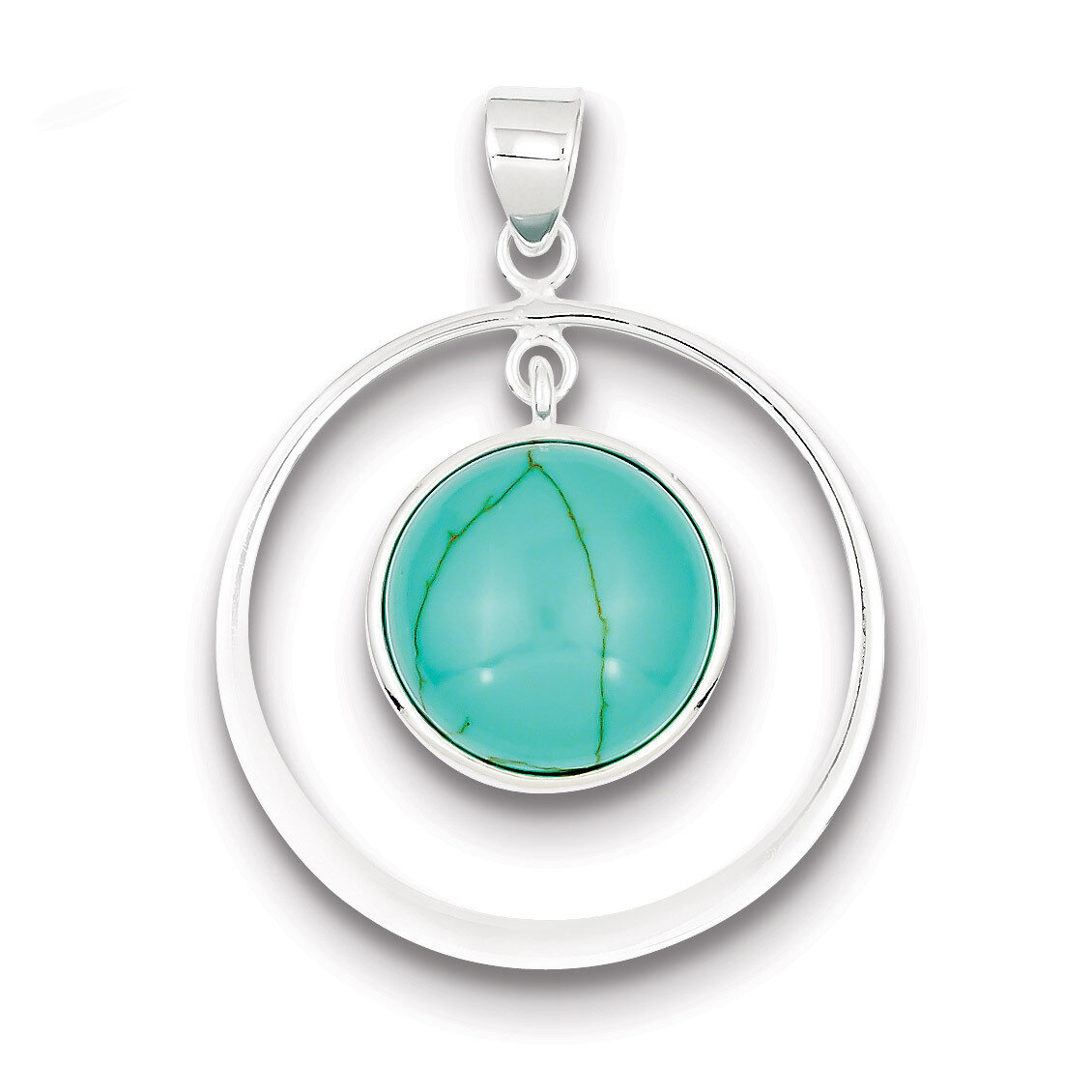 Circle Turquoise Pendant Sterling Silver QP1319, MPN: QP1319, 723252537390