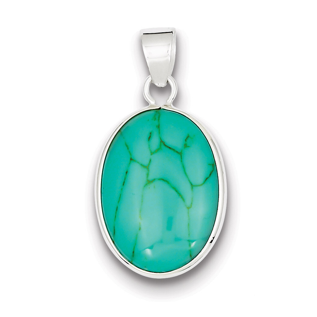 Oval Turquoise Pendant Sterling Silver QP1323