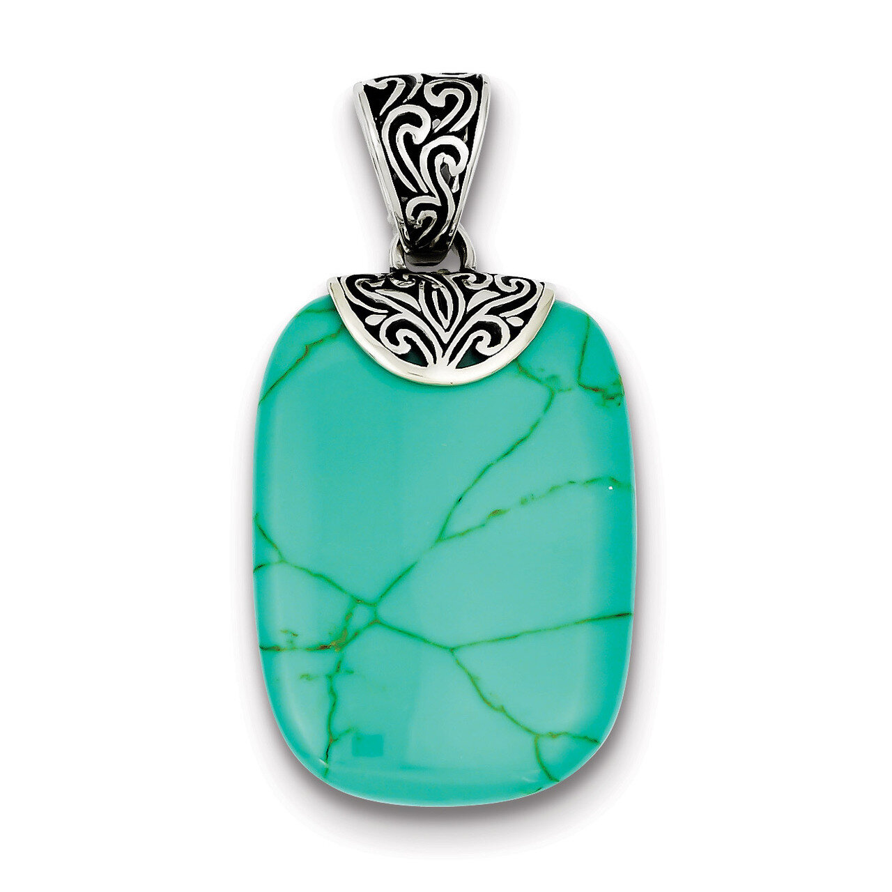 Turquoise Pendant Antiqued Sterling Silver QP1326, MPN: QP1326, 723252603880