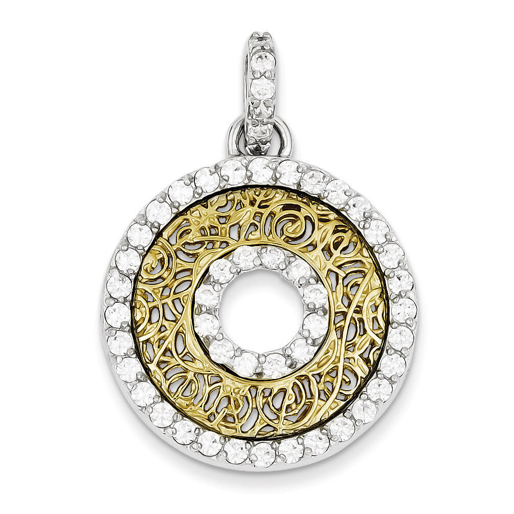 Vermeil Circle Pendant Diamond Sterling Silver QP1469, MPN: QP1469, 191101561085