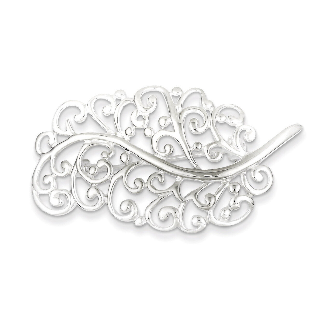 Filigree Leaf Pin Sterling Silver QP153, MPN: QP153, 191101279744