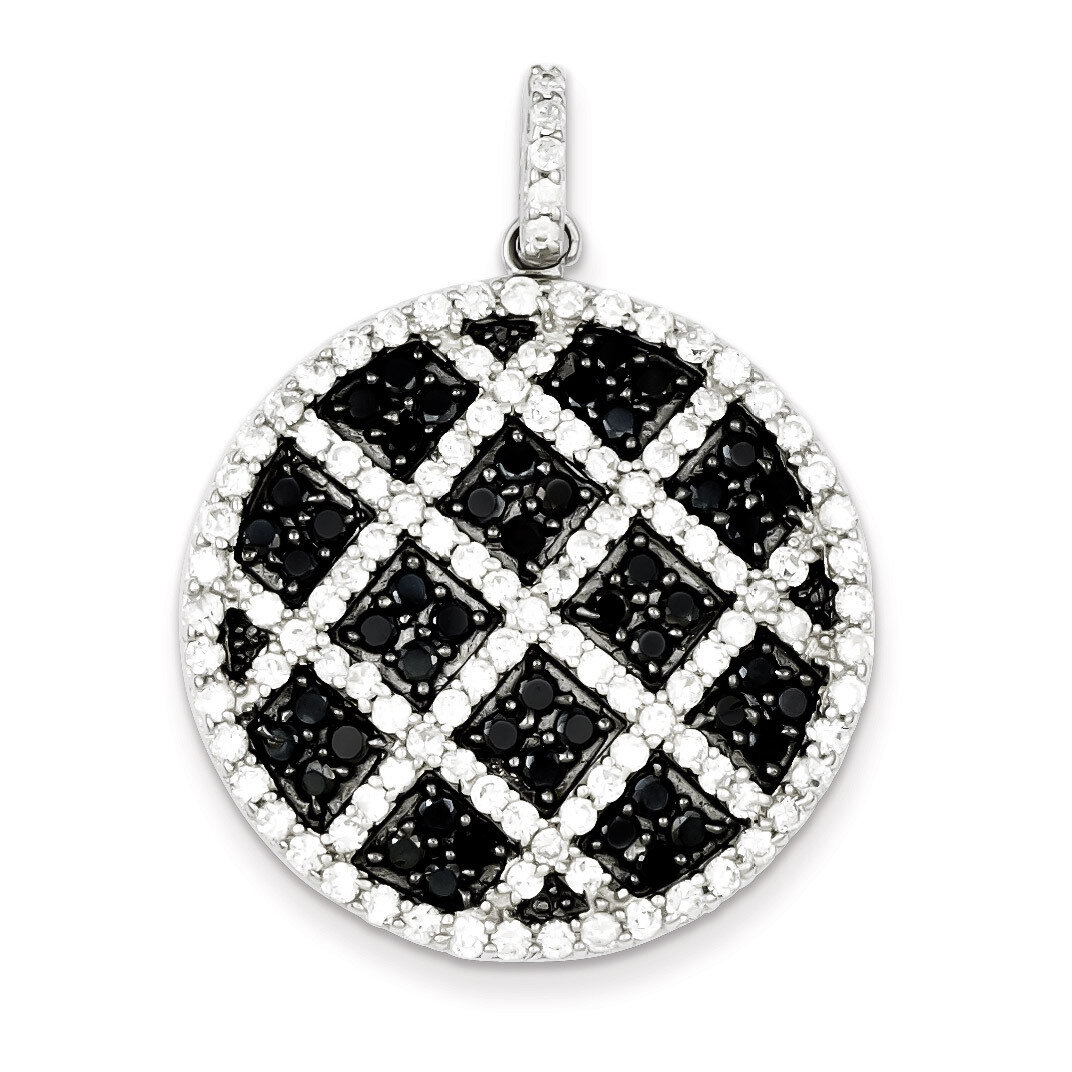 Black and White Diamond Checkered Pendant Sterling Silver QP1776, MPN: QP1776, 883957497129