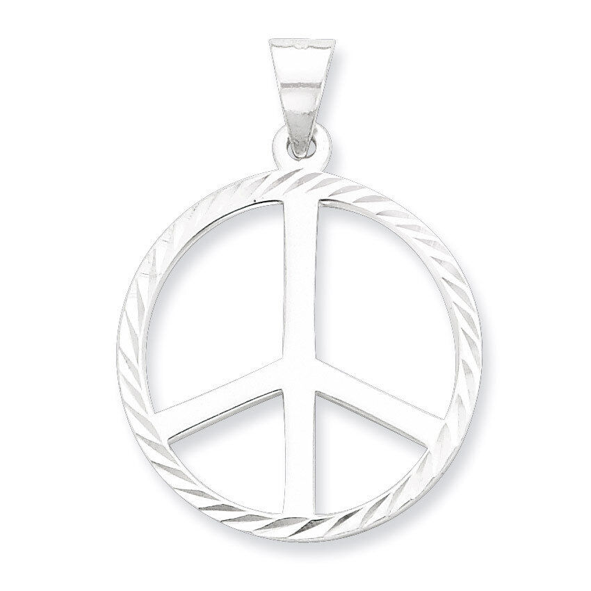 Peace Symbol Pendant Diamond-cut Sterling Silver QP1821